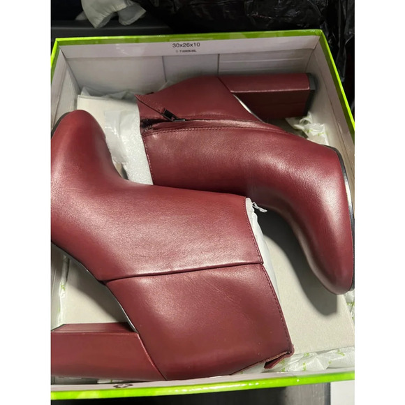 Sam Edelman Leather CAMPBELL HIGH HEEL BOOTIES IN RED Mahogany - Picture 3 of 7